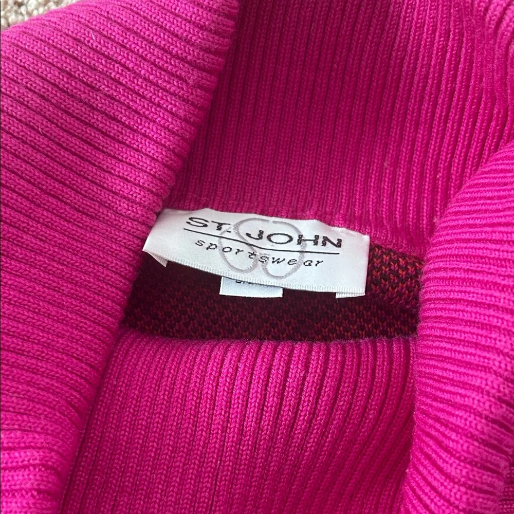 St. John Pink/Orange Abstract Pattern Cowl Neck Sweater Shirt Top **Size M** 🌸🌸 - Picture 5 of 6